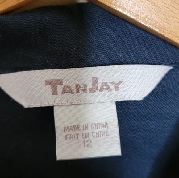 TanJay | Navy Blue Button Front Jacket with Seaming Details - Picture 4 of 5